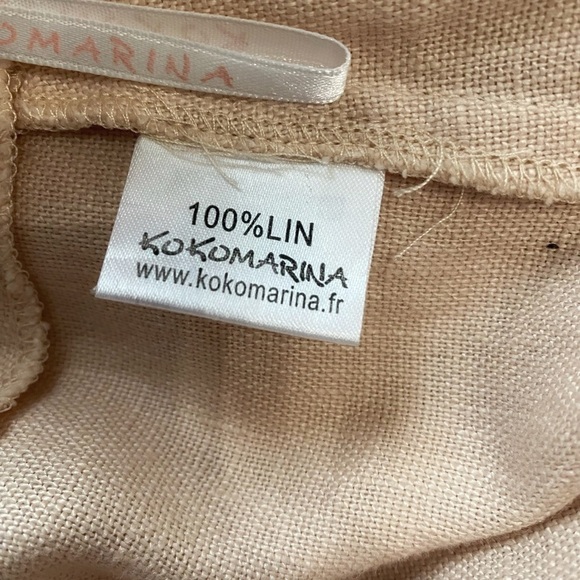 KOKOMARINA LINEN SOFT PINK FAUX WRAP CROSS OVER FRONT SLIT HIGH RISE MIDI SKIRT - Picture 10 of 11